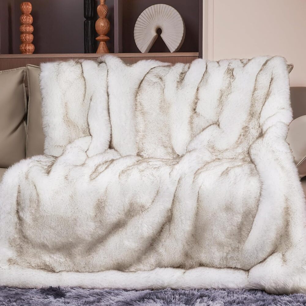 1000GSM Faux Fur Super Thick Warm Cozy Heavy Throw Blanket 50x60 Luxury - Picture 4 of 9